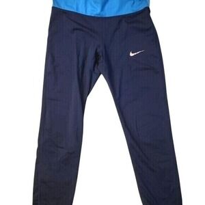 Nike‎ Running Pants Athletic Yoga Workout Blue Waistband Tights